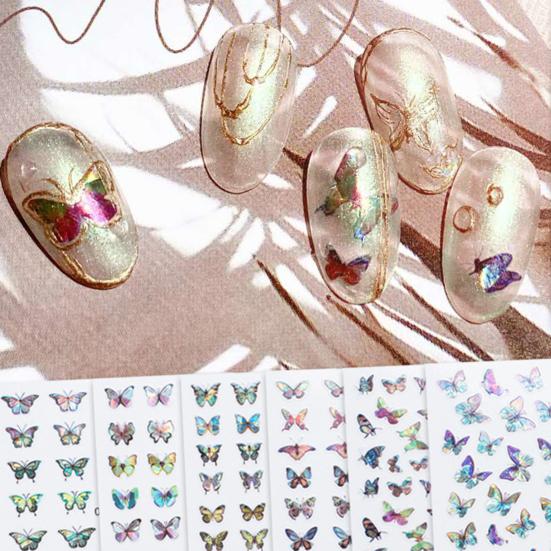 Sticker Self-adshesive Removable Nail 1Sheet Butterfly Pattern Fadeless Fingernails for Party