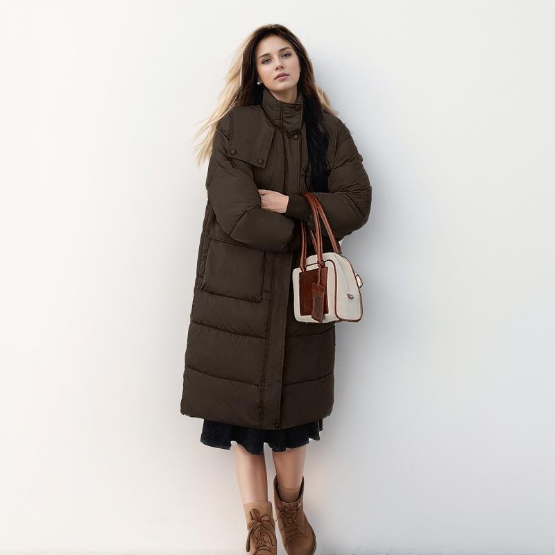 Damen Lange Baumwolljacke Damen Einfarbige Hoher Kragen Warme Parkas Mäntel Damen Verdickte Warme Gefütterte Jacke Damen Oberbekleidung