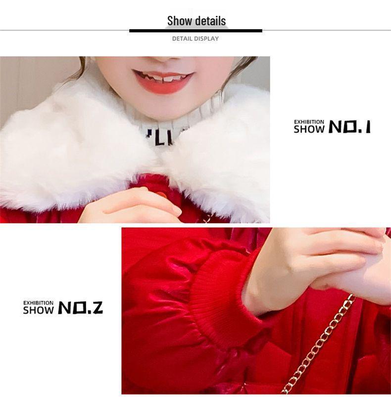 Girls' 2022 Mid-Length Fashion Coat: New Year Plus Velvet Padded Cotton Jacket