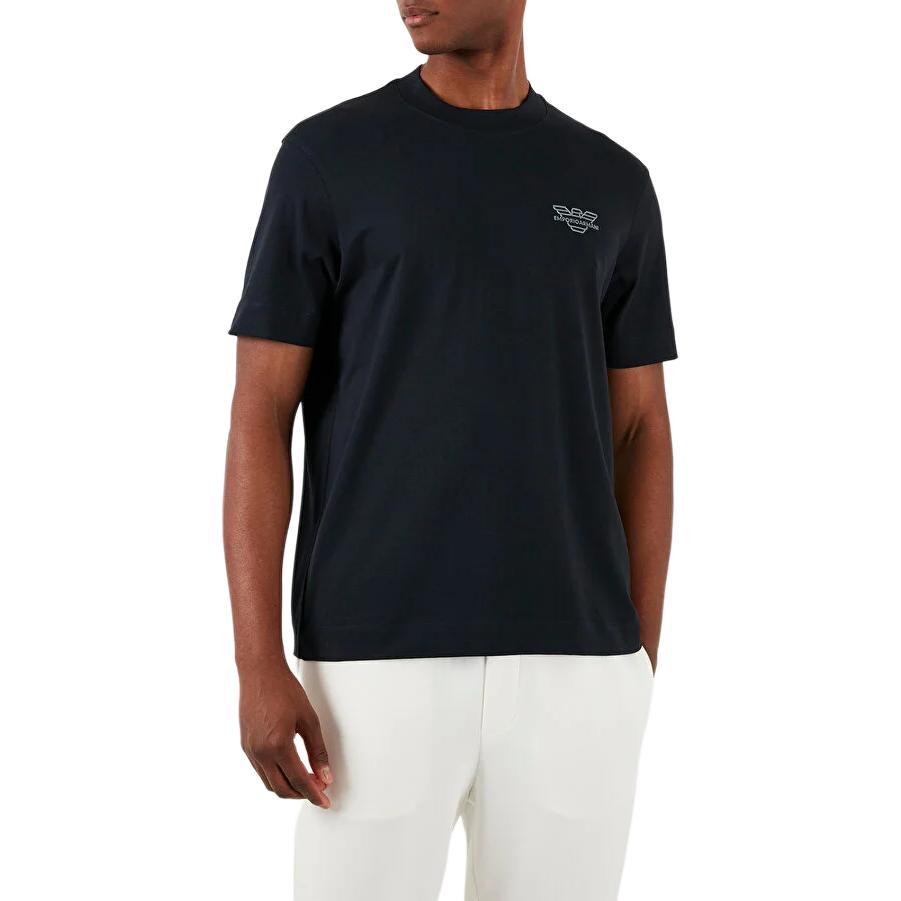 Emporio Armani Round Neck Logo Print Fitted Short Sleeve T-Shirt Men Tops Black 3D1TH3-1JOCZ-09Q7
