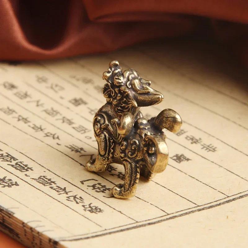 2025 Chinese Style Brass Qilin Dragon Statue Figurine for Wealth Prosperity Luck Fengshui Vintage Ornaments for Home Decoration