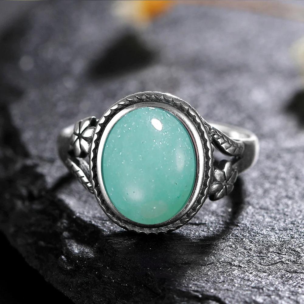 Vinatge Silver Ring Female Jewelry Natural Moonstone Tiger's Eye Personalized Rings for Women Bijoux Wedding Jewelry Gift S