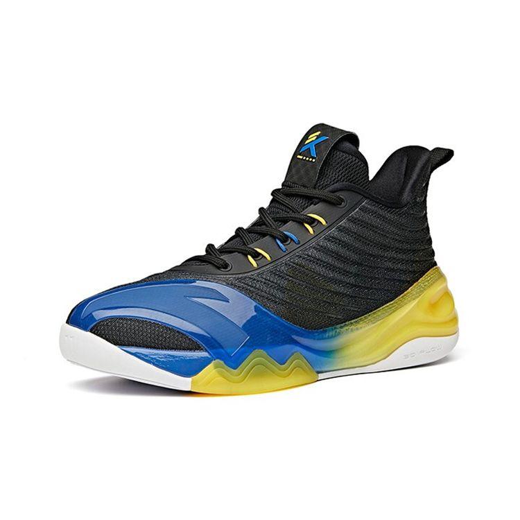 Anta Youth  KT6 Thompson Away Shock Absorption Non-Slip Wear-Resistant Mid-Top Basketball Shoes Kids basketball shoes Black Yellow Blue 312121130-2