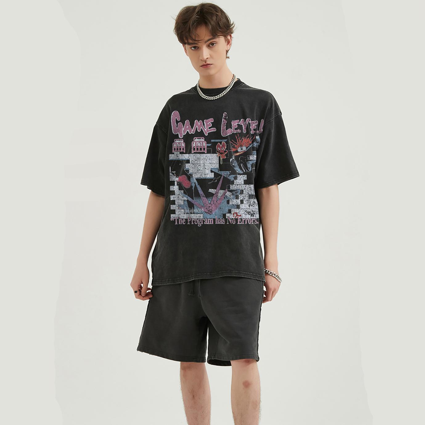 Футболка унисекс с винтажным принтом Heren Streetwear Gewassen Zwart 2024 XXL чёрный — фото 3