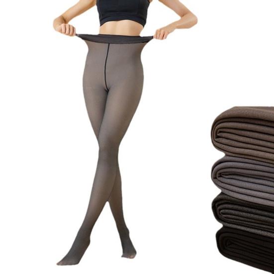 Women Fleece Lined Tights Winter High Waist Plus Size Leggings Sheer Warm Pantyhose Fake Translucent Thermal Thick Tights for Dresses Date Party Wear