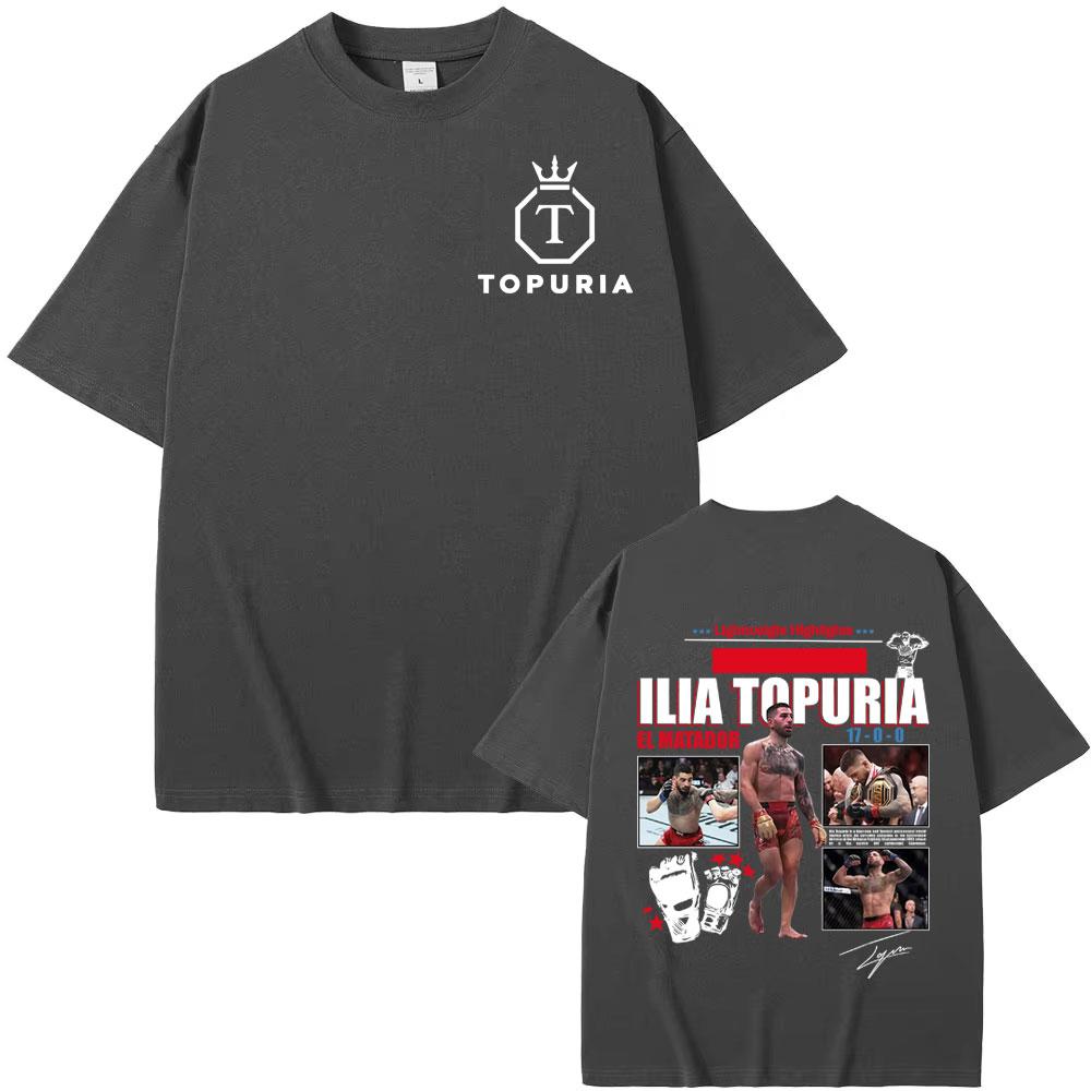 2025 Sommer Limited El Matador Ilia Topuria 100 Reine Baumwolle Bedrucktes T-Shirt Herrenbekleidung Vintage Klassisch Übergroß Mann Lässig