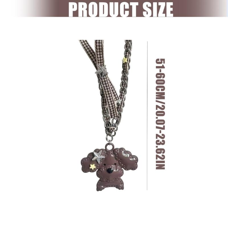 Creative Fabric And Alloy Dog Clavicle Necklace Stylish Layering Jewelry For Casual Outfit Accessories