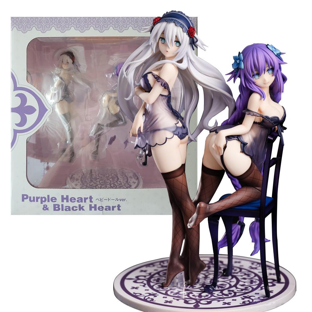 24CM Anime Hyperdimension Neptunia Figure Black Heart Suspender Skirt Pajamas Dress Up Model Toy Gift Action Figure Doll PVC