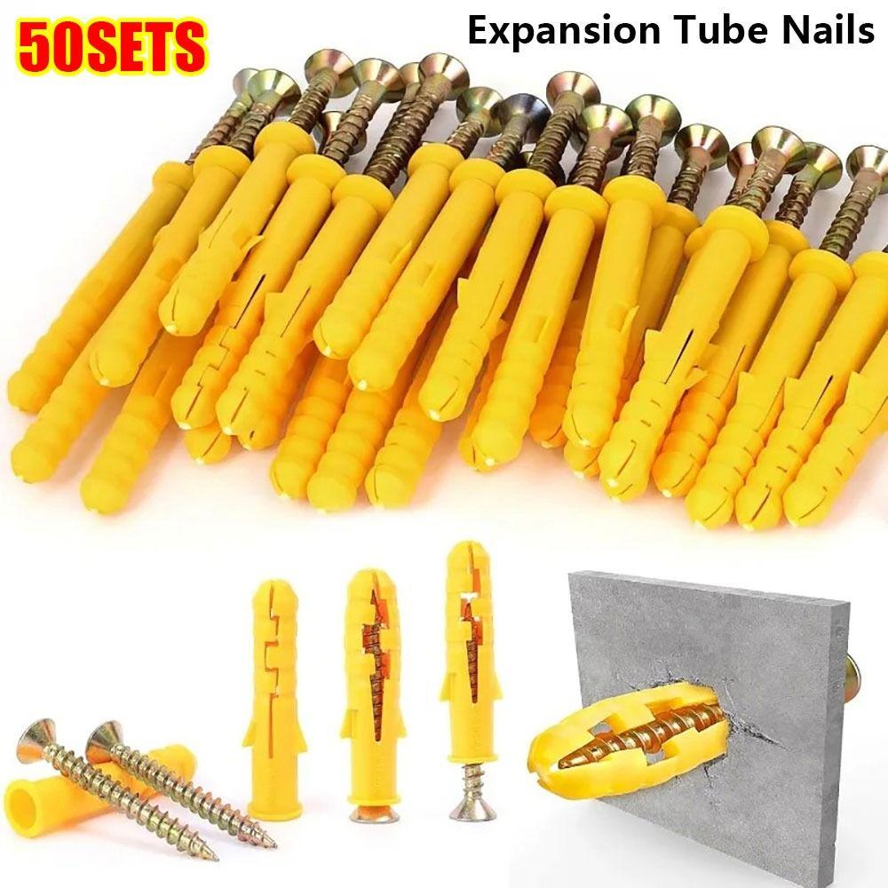 50Sets Self Drilling Expansion Tube Nails M6 M8 M10 With Screws Expansion Bolt Pipe Heavy Duty Self-Tapping Flat Head Screws