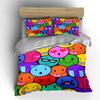 Set Biancheria da Letto con Faccine Emoji Colorate Copripiumino Copripiumino Federe (1 * Copripiumino 2 * Federe, senza piumino)