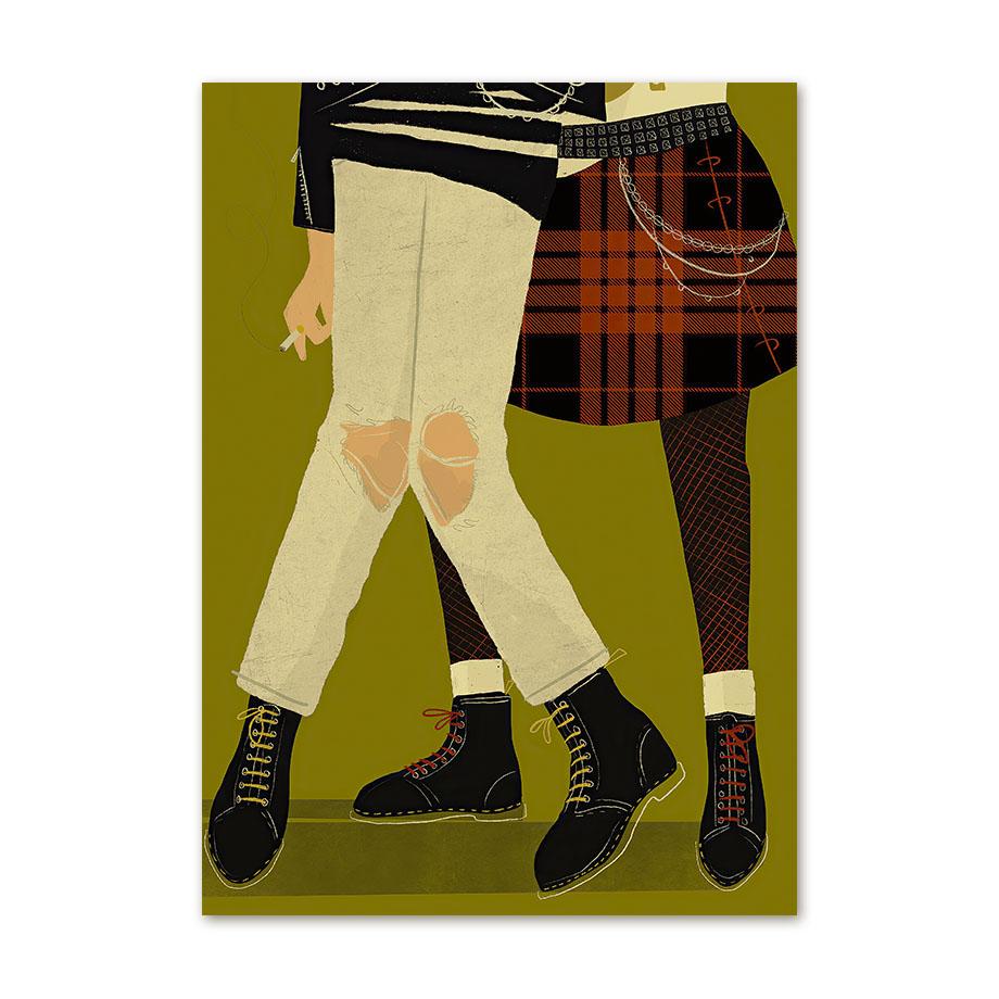 Dancing Couple Illustration Card Northern Soul Girl Wall Art Canvas Painting Nordic Posters Prints Pictures Living Room Decor