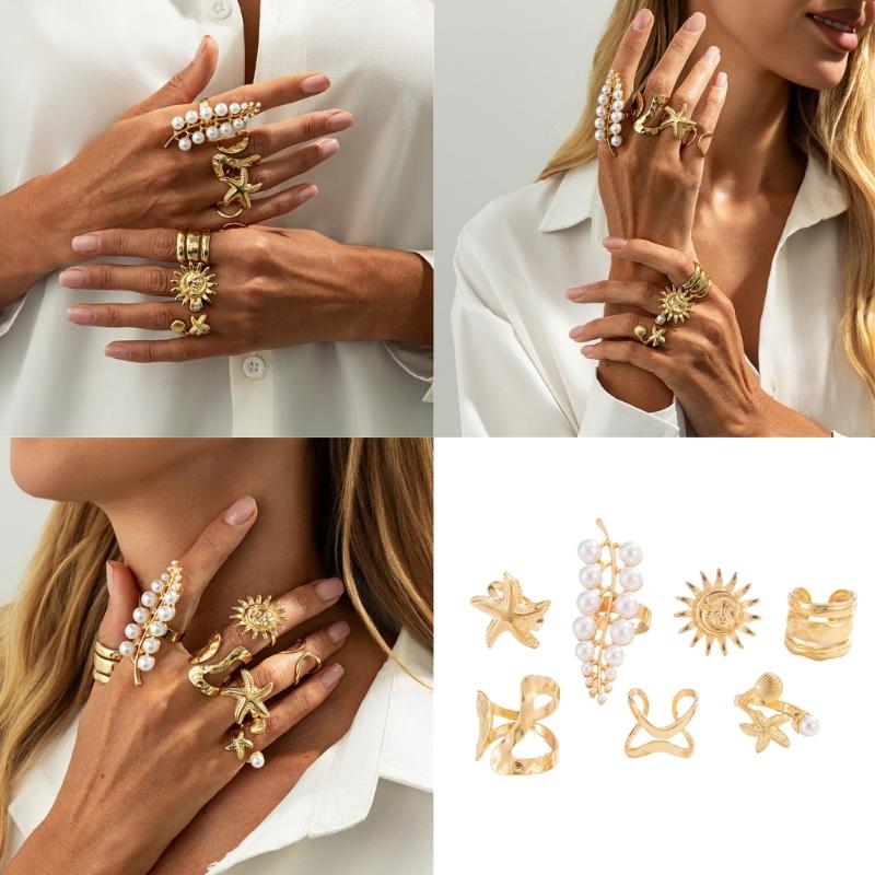 Stylish Sea Star Solar Designs Alloy Rings Comfortable Wear For Daily Outfits