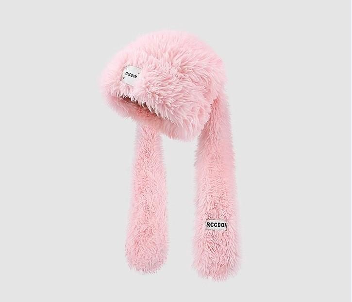 Cute Long Eared Winter Hat With Scarf For Girls Warmth And Windproof Protection