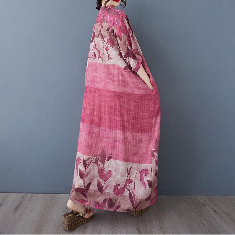 Krátký rukáv Nadměrná velikost Bavlna vintage květinové novinky v šatech pro ženy ležérní volné Maxi dlouhé letní šaty