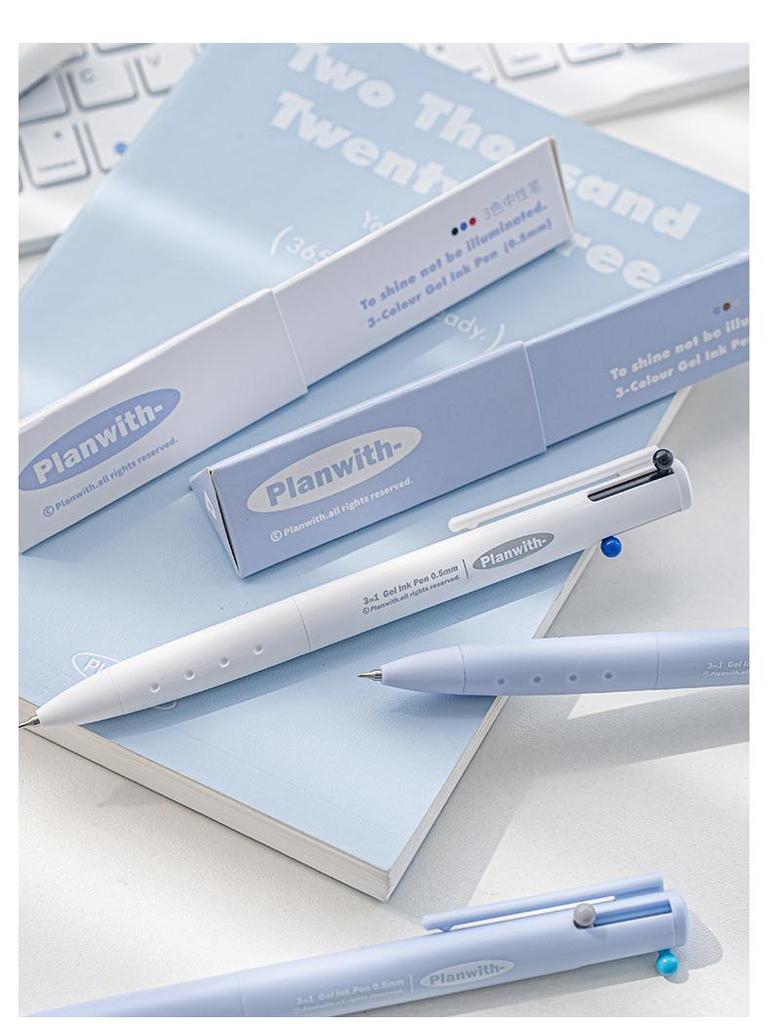 Planen mit Tricolor Druckknopf 0,5mm Stift: Schnelltrocknendes, hochwertiges, mehrfarbiges schwarzes Schreibwarenwerkzeug