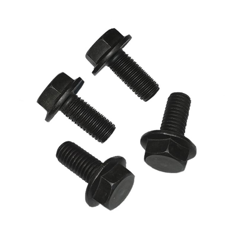 10Pcs Miter Sawing Cutter Bolt Left Hand Thread Hex Head Flanges For Cutting Machine Tool Part Black Sawing Cutter Screw Bolt