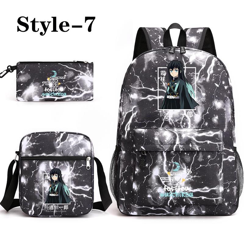 Anime Tokitou Muichirou Muster Rucksack Teenager Große Kapazität Anime Rucksack Umhängetasche Federmäppchen Schulrucksäcke