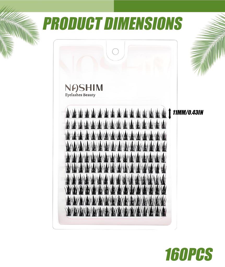 160pcs Eye Lashes For Women Anime Lash Clusters With Spikes Manga Eyelash Clusters Invisible Band Spiky Cluster Eyelash Extensions Natural Cluster