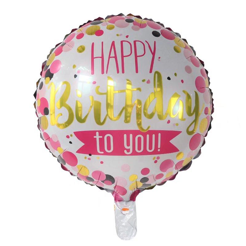 50Pcs/lot 18inch English Happy Birthday Aluminum Foil Balloon Round Helium Balloon Kids Birthday party decoration Air Golobs