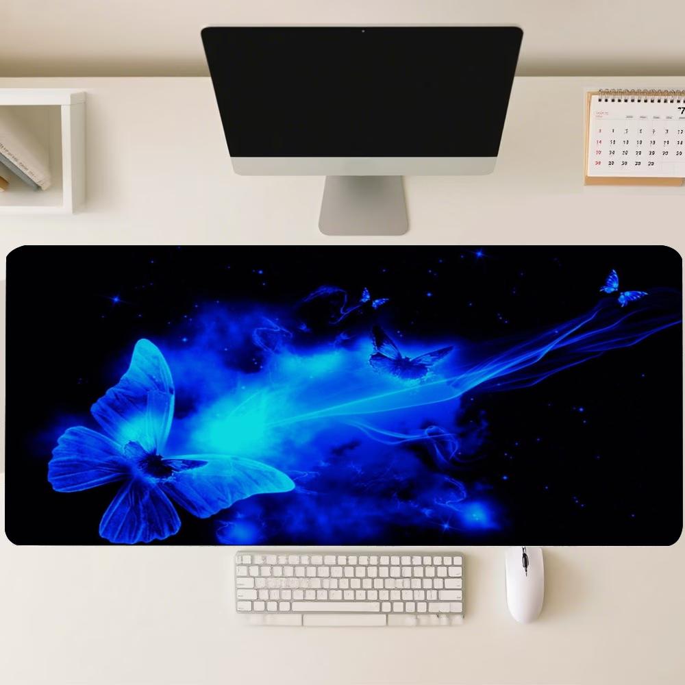 Glowing Blue Butterfly Fantasy Mouse Pad Smooth Thick Rubber Keyboard Desk Mat For Gaming Laptop Computer Desktop Peripherals