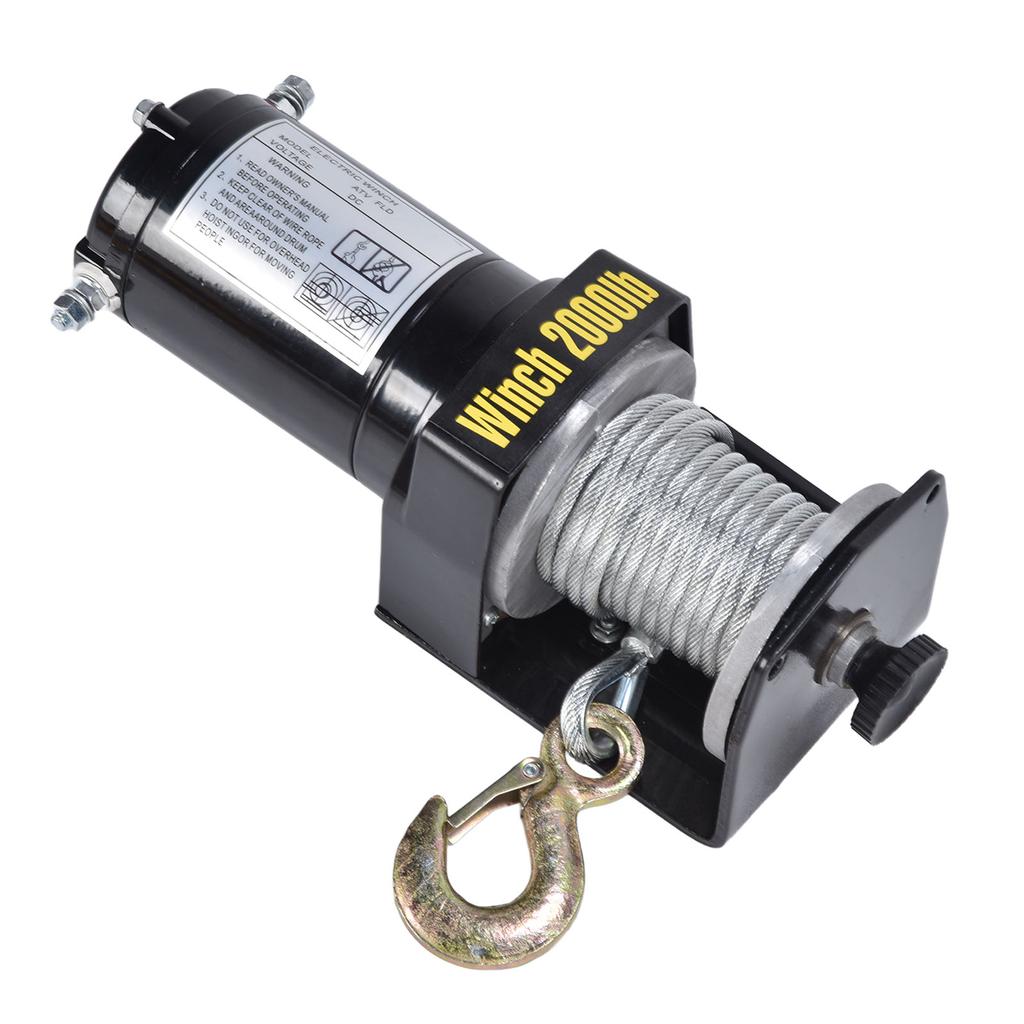 12V 2000LBS Elektrische Winde Stahldrahtseilzug Kranwinden-Controller-Kit mit Legierungshaken