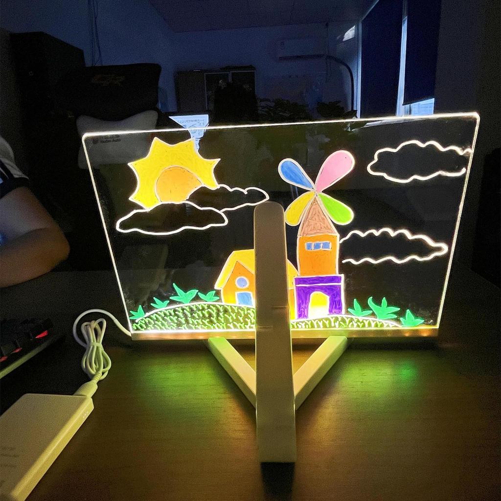 DIY Fluoreszierende Zeichentafel für Kinder - Abwischbar, Leuchtend, Transparente Nachrichtentafel Staffelei