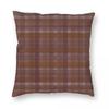 Orange Brown Plaid Square Pillowcase Polyester Linen Velvet Pattern Zip Decorative Pillow Case Car Cushion Case 18"