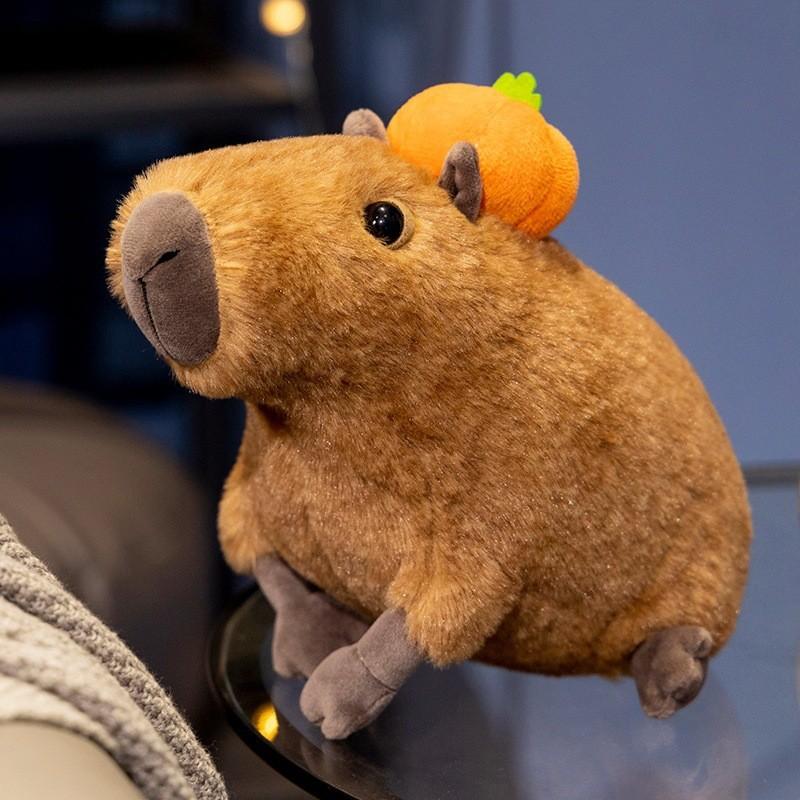 Plush Capybara Pumpkin Toy Soft Stuffed Animal Doll Decoration Gift Kids For
