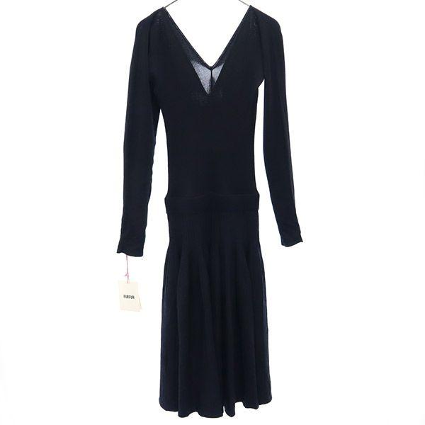 unused furfur Long sleeve Knee-length dress F Navy RWN0171086 Women Used
