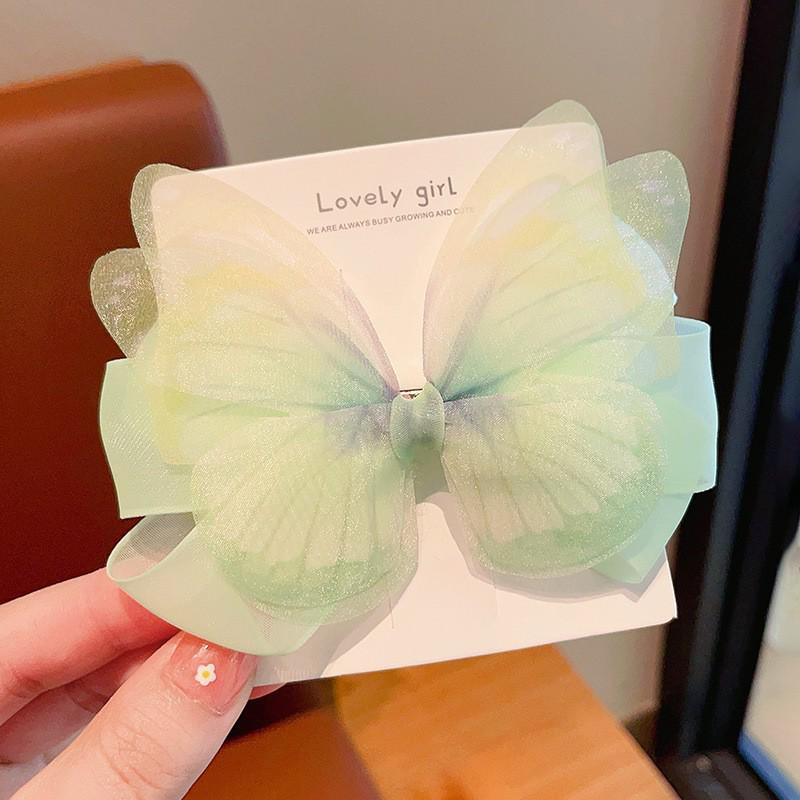 Gradient Silk Yarn Bow Butterfly Hairpin for Kids – Fairytale Style