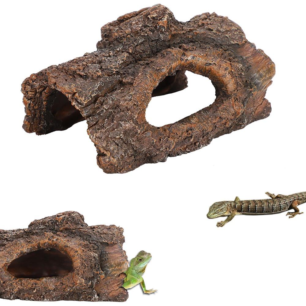 Tree Bark Shape Reptile Hideout Resin Amphibians Hide Cave Reptile Hide Cave Terrarium Decor