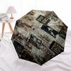 Newspaper Clippings Historic Archive Themed Automatic Opening and Closing Umbrella, Brightly Colored 8-rib Portable Umbrella, Suitable for M