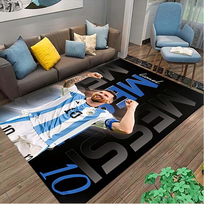 1pc Football Star Messi Rug, Comfortable Printed Home Area Carpet, Cozy Office Chair Rug