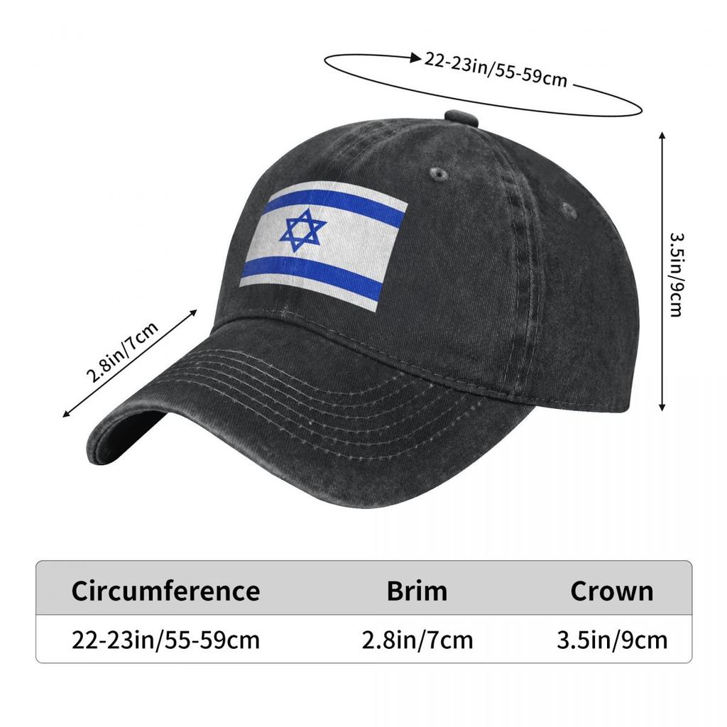 Israel Flagge Lässige Baseballkappe Frühlingsblau und Weiß Trucker-Kappe Jagd Camping Snapback-Kappe Unisex Passform Retro Baseballkappen