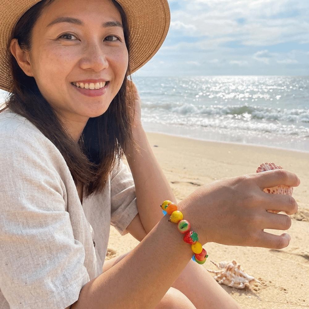 3D Colorful Beads Bracelet Simulated Summer Bohemian Jewelry Fashion Elastic Cord Bracelet Summer
