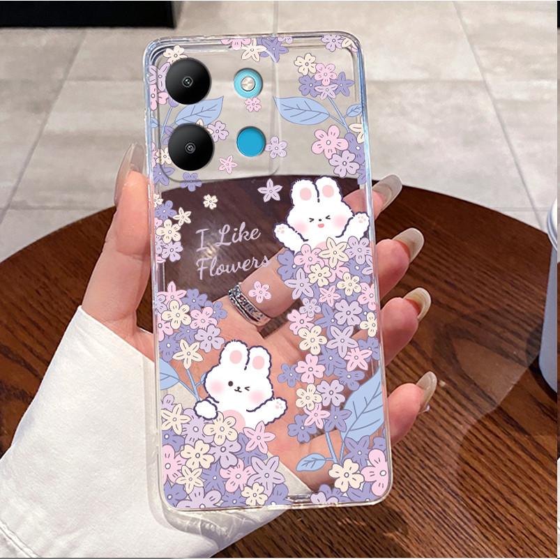 For Tecno Spark Go 2023 BF7n Clear Luxury Cute Love Rabbit Funny Cover Phone Case Tecno Spark Go (2023) Soft Silicone TPU Casing