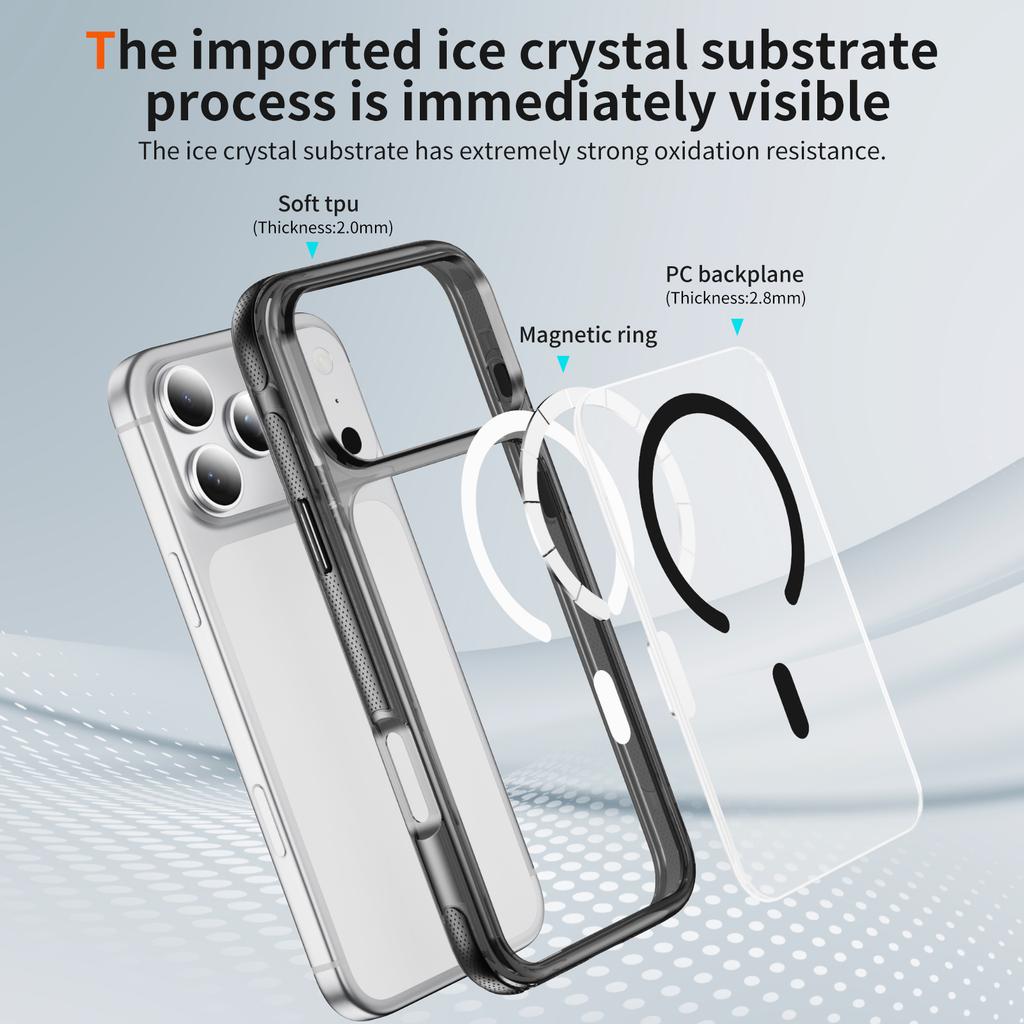 Crystal Clear Magnetic Phone Case With Anti Slip Texture Raised Camera Protection Compatible With iPhone 12 To 17 Pro Max Wireless Charging Support