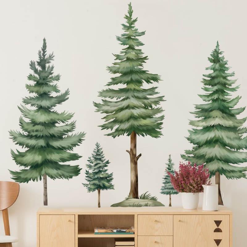 Fir Tree Green Plant Wall Sticker Self Adhesive PVC Kids Room Bedroom Living Room Decor