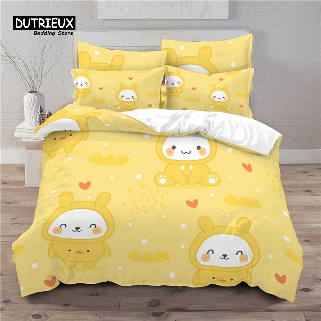 Luxury 3D Cartoon Panda Print Home Living Comfortable Duvet Cover Pillowcase Kid Bedding Set Queen and King EU/US/AU/UK Size