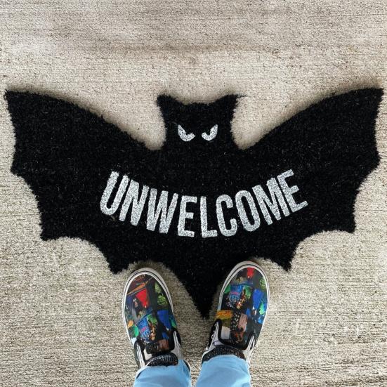 Halloween Welcome Doormat Absorbent Plush Floor Mat Unwelcome Bat Door Mat