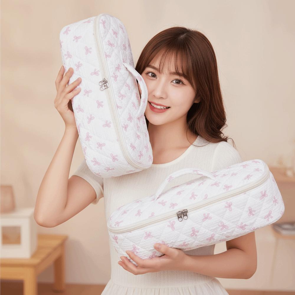 Polka Dot Hair Dryer Bag Quilted Cotton Styling Tool Case Curling Iron Organizer  Holiday Gift