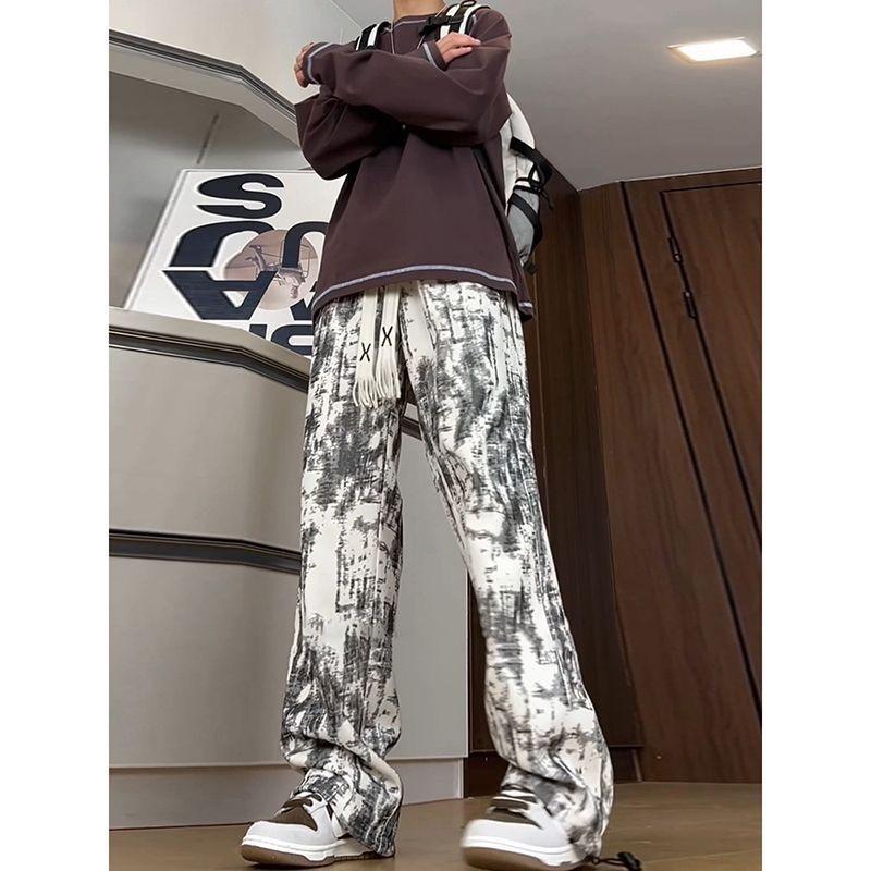 

Свободные повседневные брюки мужские тонкие универсальные брюки с простыми широкими штанинами до пола M