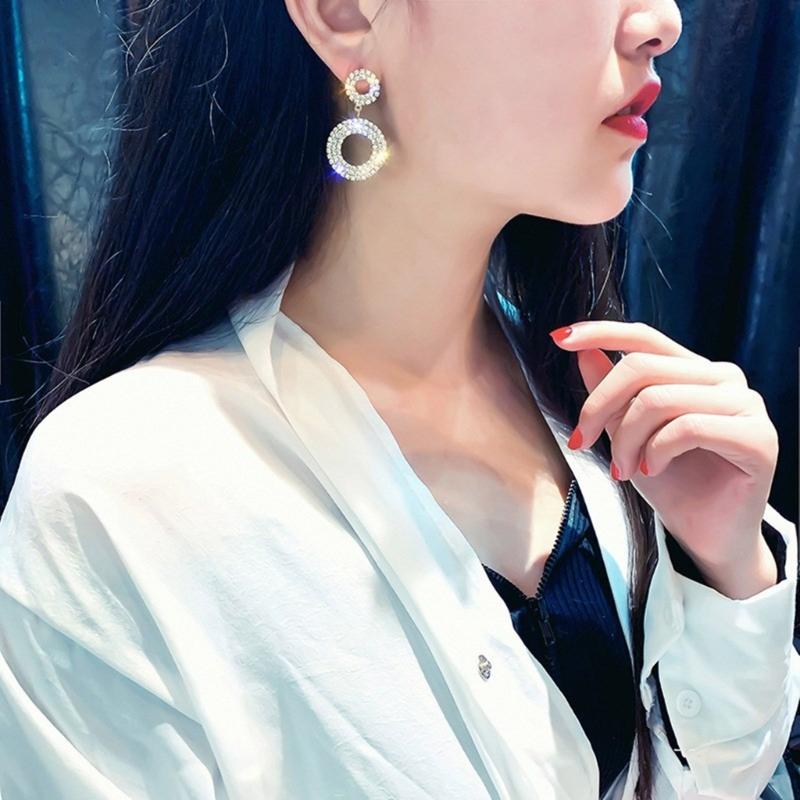 Elegant Hollow Circle Rhinestones Earrings Comfort Wear Day to Night Versatile Jewelry