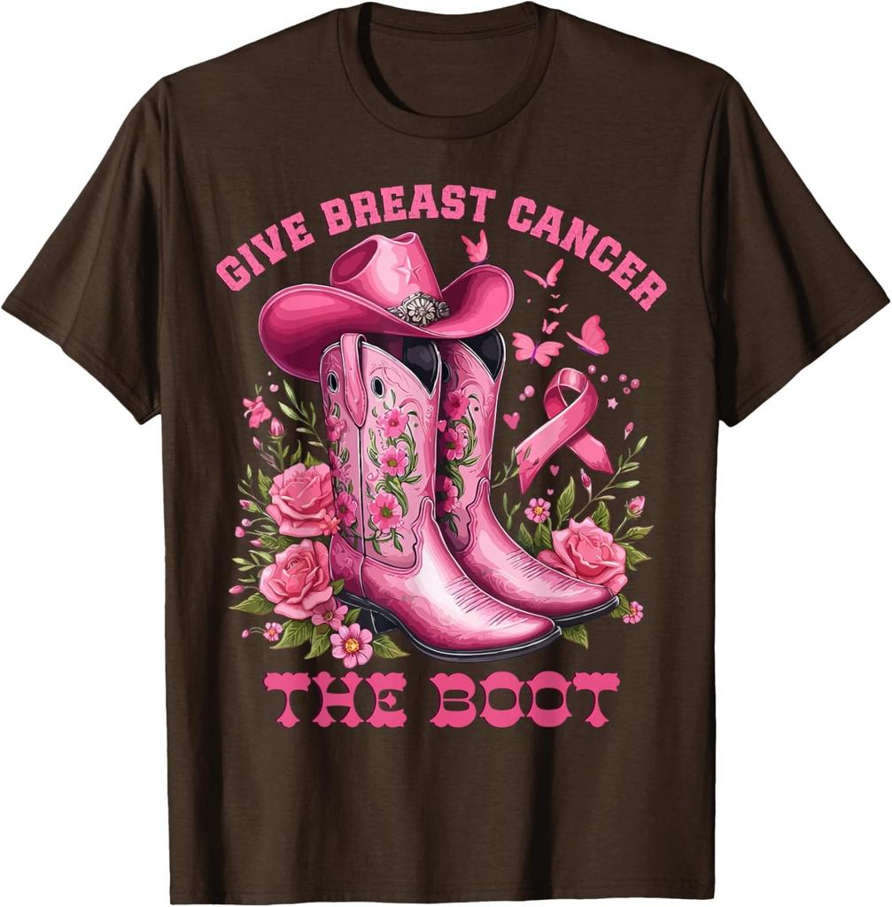 Give Breast Cancer The Boot Cowgirl Cancer Ribbon Unisex T-Shirt