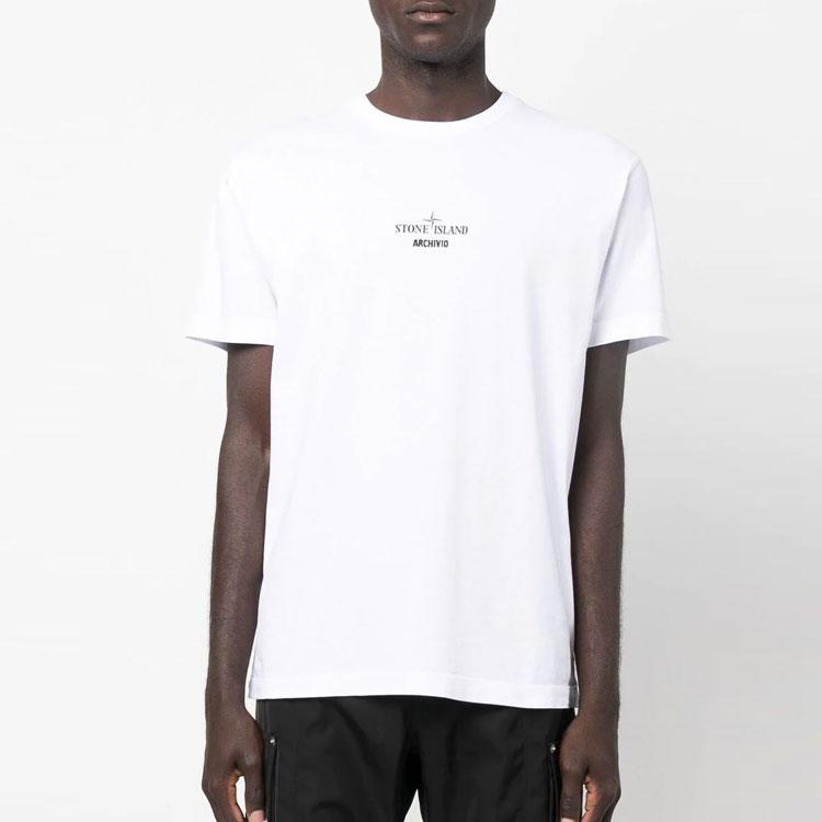 STONE ISLAND FW22 Solid Color Letter Logo Printed Loose Casual Short Sleeve T-Shirt Men Tops White 77152NS91-V0001