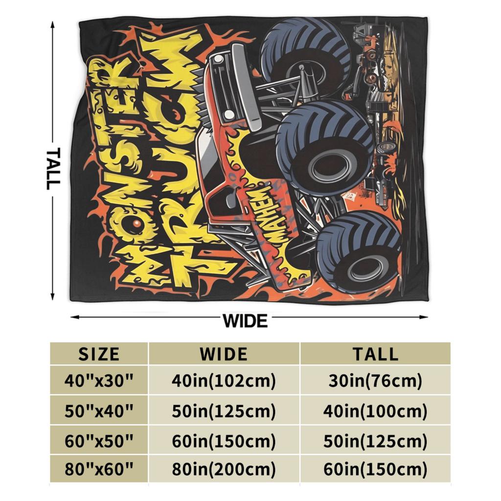 Rough and Cool Monster Trucks Plush Blanket Kids Adult  Flannel Throw Blanket For Living Room Warm Custom Quality Bedspread Gift