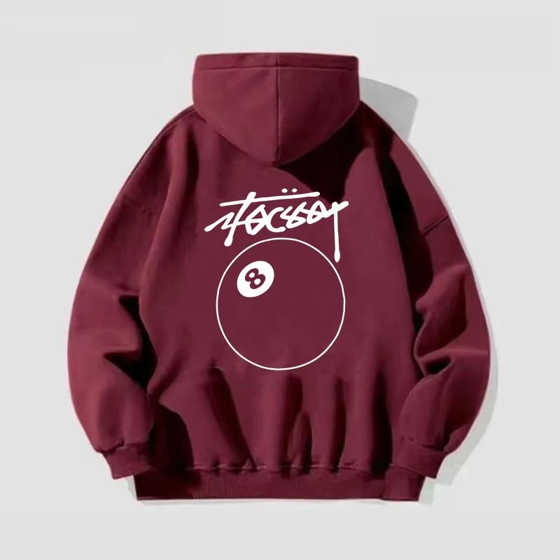 Trendiger Herren-Hoodie Sweatshirt Herbst Winter Pool-Print Schwergewicht Locker Vielseitig Paar-Hoodie Lässige Streetwear