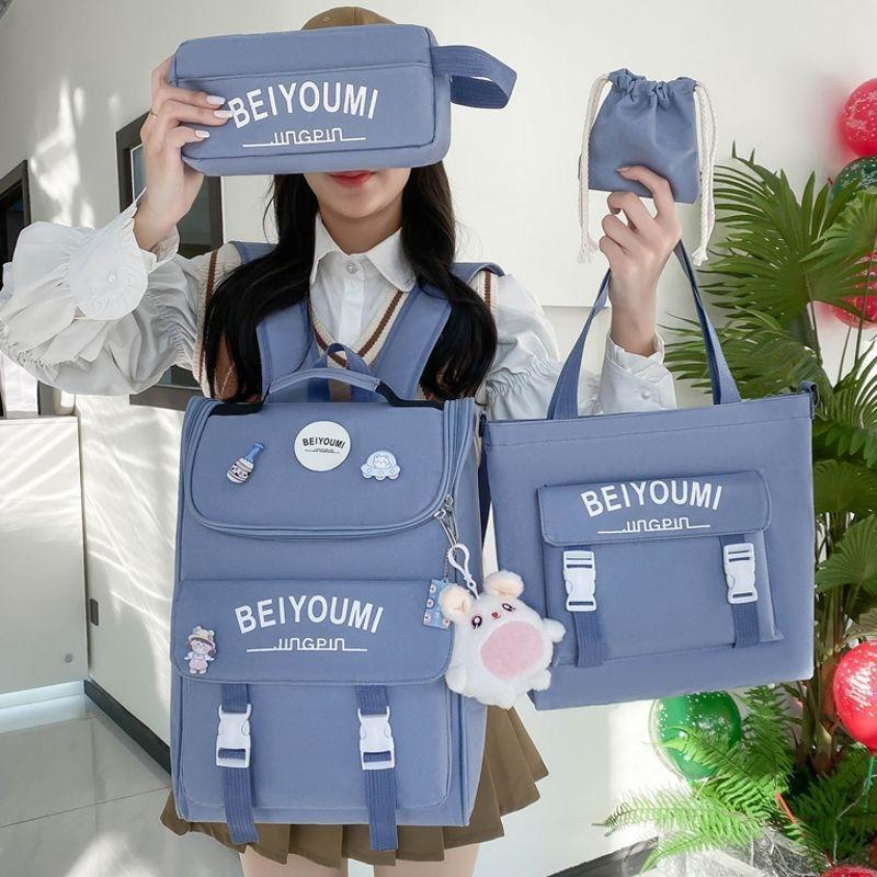 4 Pcs Backpack for Boys Girls Children Lovely Schoolbag Kindergarten Schoolbag Kids Gift Pencil Case Large Capacity Handbag