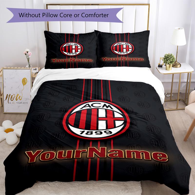Ac Milan Pas je naam aan Beddengoed Set Ademend Dekbedovertrek met Kussenslopen Huisdecoratie Verjaardagscadeau