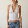 Sexy Women's Halter Neck V-Neck Crop Top - Solid Color Slim Fit Sleeveless Summer Vest